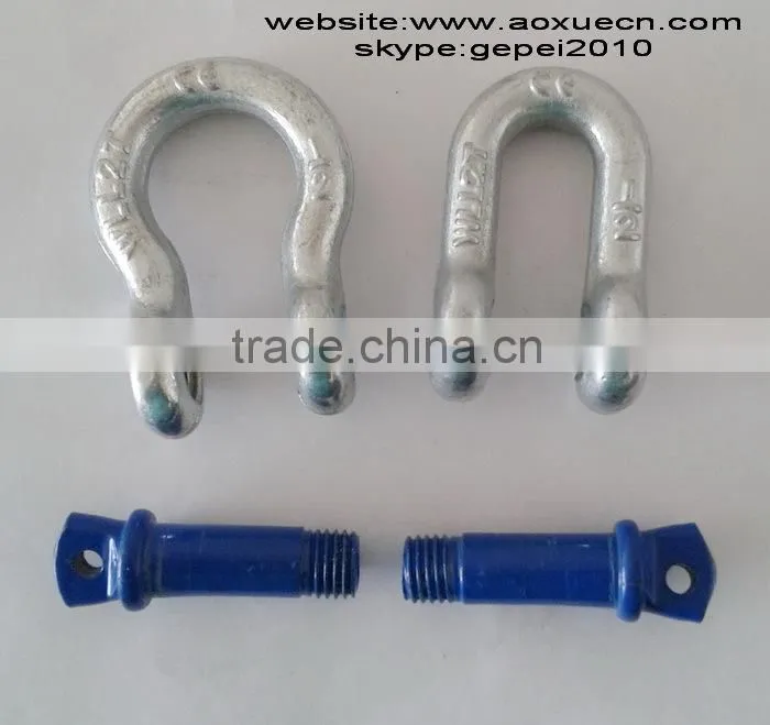 U.S.type rigging shackles, adjustable bow shackle and d shackle