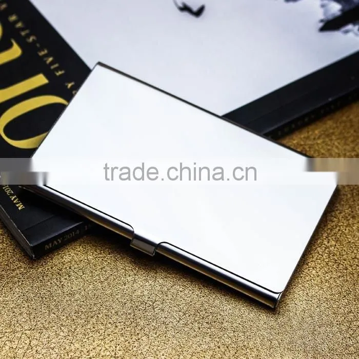 Business card use silver and golden stainless steel metal card holder with polished surface and engraving Logo