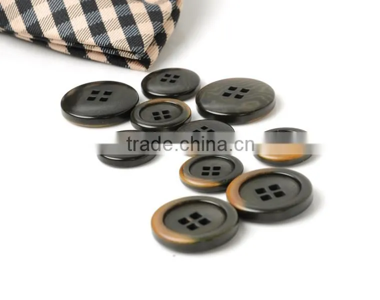 Fancy 4 Holes Burnt Natural Corozo(Ivory)Nut Suit Button
