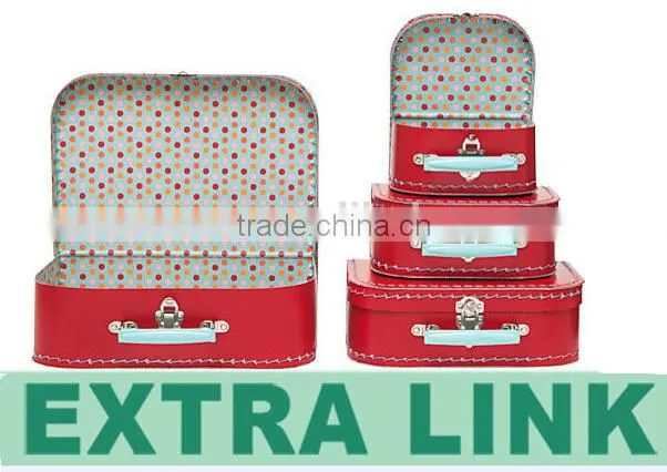 Custom Royal Metal Handle Cardboard Mini Suitcase Storage Box