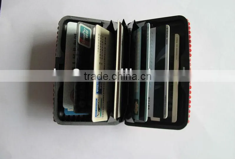 waterproof red plastic credit card holder full with rhinestone