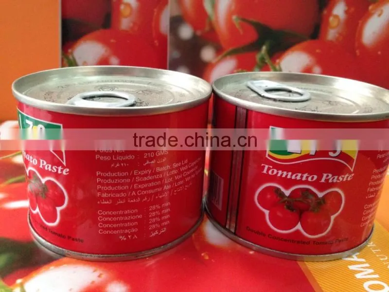 manufacturer 28%-30% natural canned china tomato paste 210g tin factory double concentrated