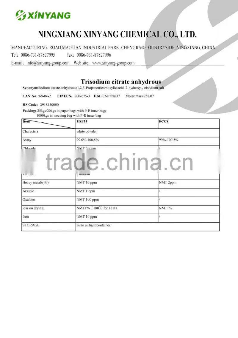 Special offer Trisodium Citrate Anhydrous CAS 68-4-2