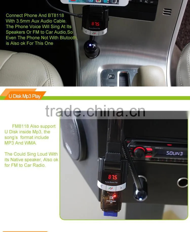 Wireless Bluetooth FM Transmitter Radio Adapter MP3 Music Player Multi-functional Phone Car Kit Mount Holder Bracket