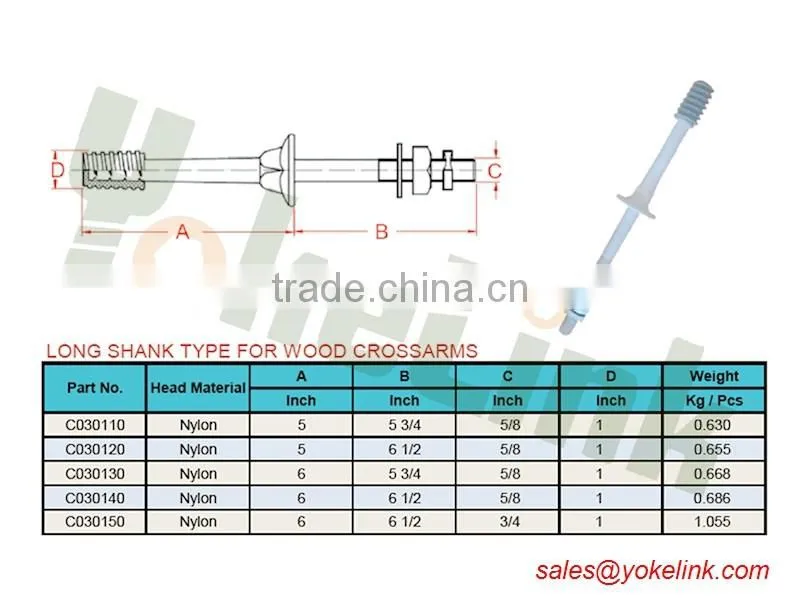 High strength Carbon steel I'' Structural electrical crossarm wood crossarm insulator pin for Cable Hardware