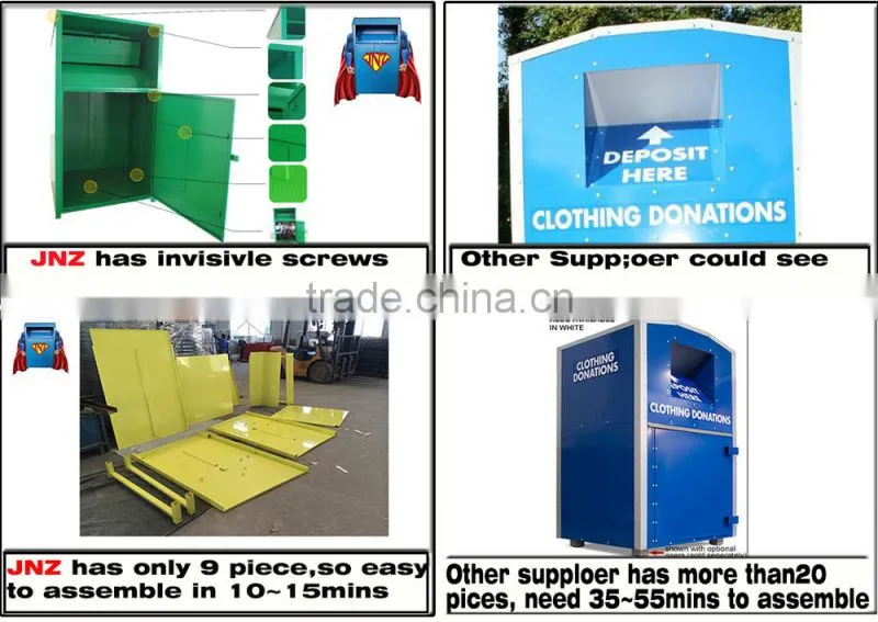 2017 water-proof Optical srength donation bin for clothes and shoes010601