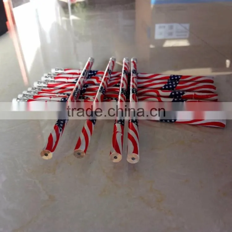 USA flag design film faced wooden pencil for Africa