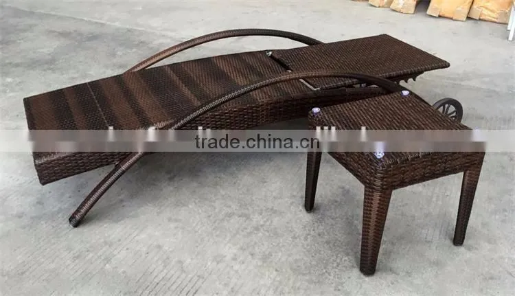 Rattan stackable siesta sun lounger with wheels