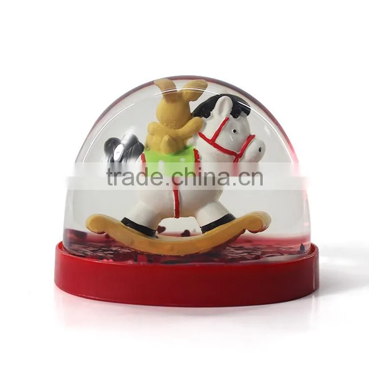 2015 custom plastic snowball with resin figurine
