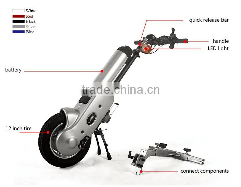 High Quality 400W 36V Wheelchair Mobility Scooter, Electric Wheelchair Handcycle,12inch Lithium Electric Wheelchair Trailer Bike