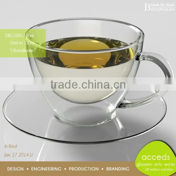 Reusable Clear Borosilicate Glass Cup Double Wall Cup