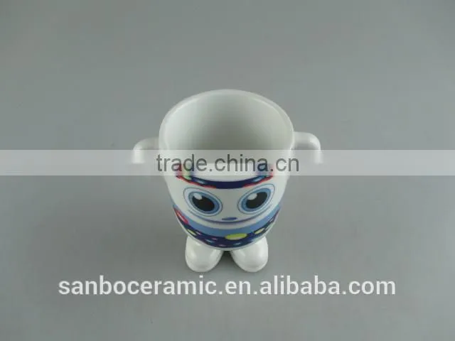 decal porcelain cute cup with two handles