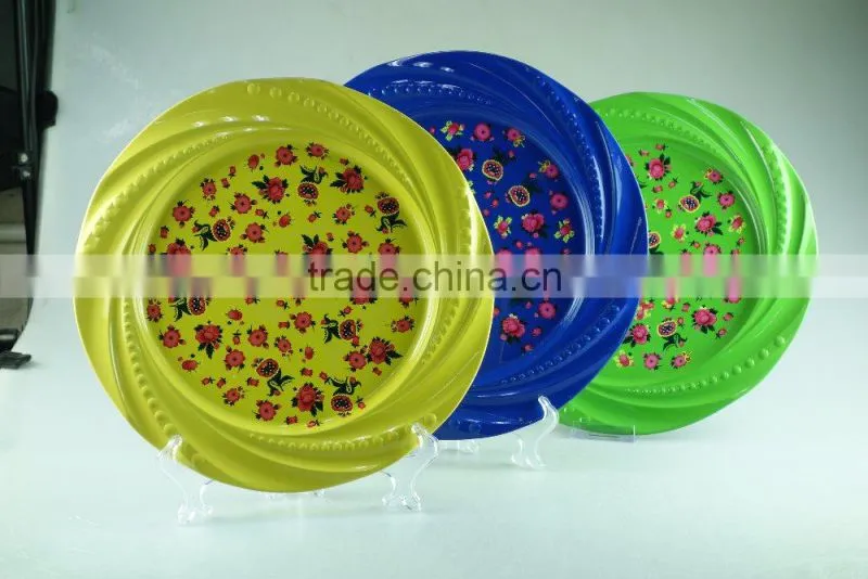 New stainless steel decal and spray paint plate cast Iron food storage dish enamel round dish