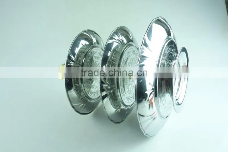 stainless steel metal flower plate salver metal decoration with 3 layer