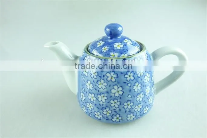 Unique shape Porcelain teapot coffee pot with decal and gold line in stock