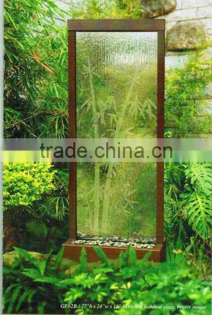 stainless steel frame glass waterfall green bamboo furniture