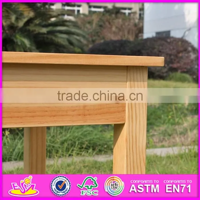 2016 new design natural solid wooden children table and chairs W08G172