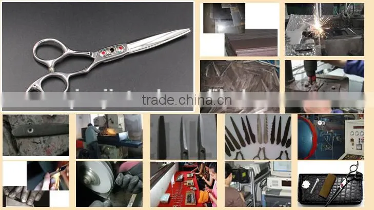 Hairdressing scissors with opposing handle for hair accessories
