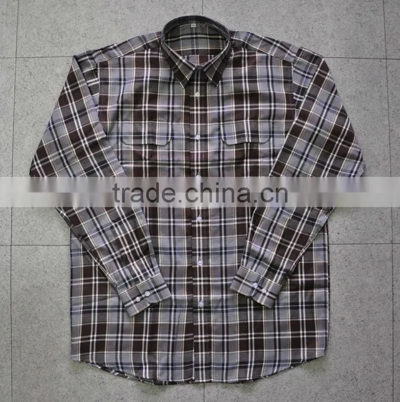 high quality 100%cotton men's long-sleeve checked casual shirts