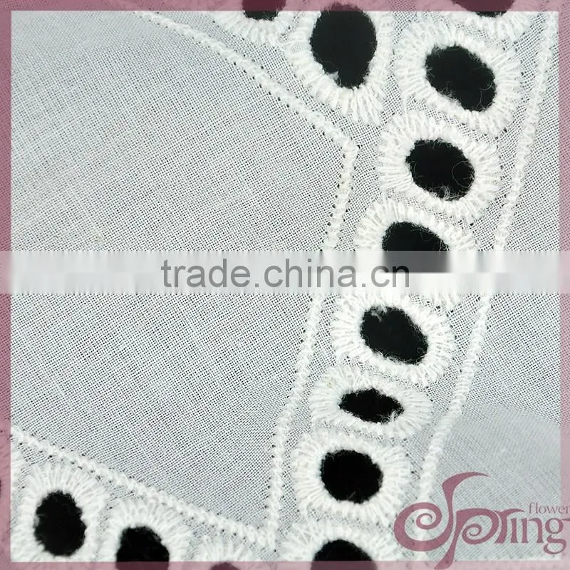 Geometric cotton embroidery fabric, hollow out embroidered metallic cotton lace fabric