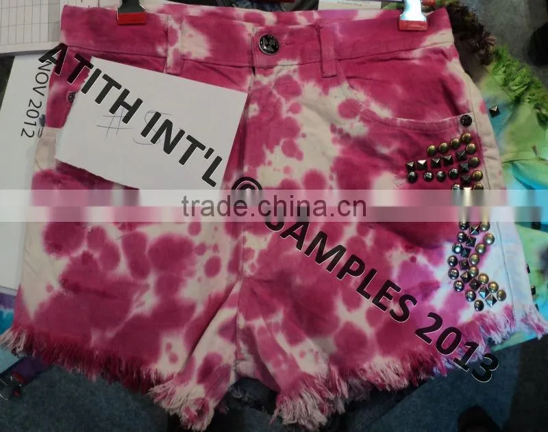 Studded denim shorts