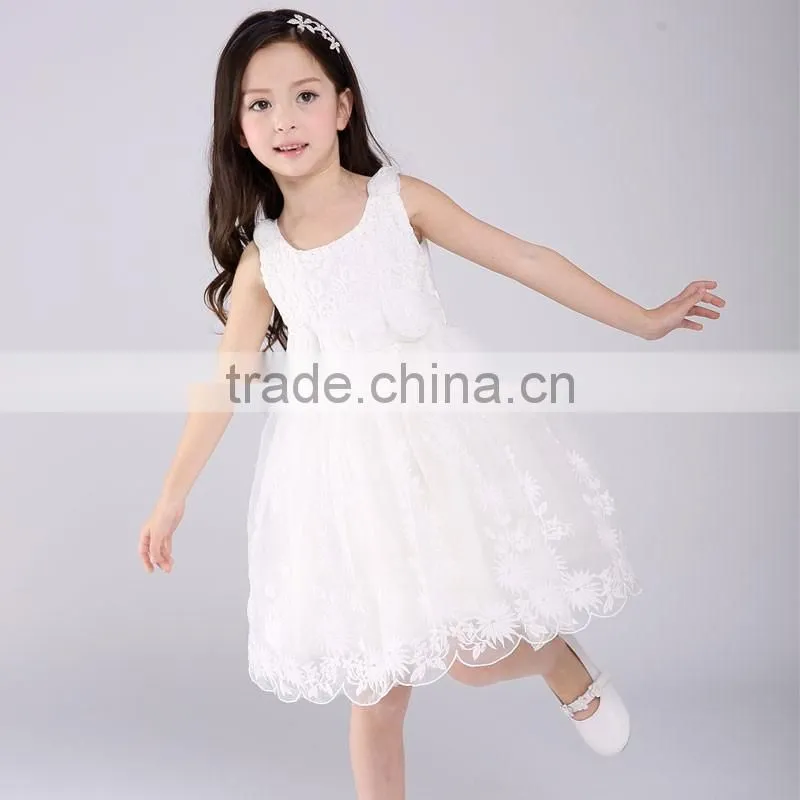 Pakistan Princess Rose Flower girls party dress white Lace Net frock designs for kids baby girl fairy dresses
