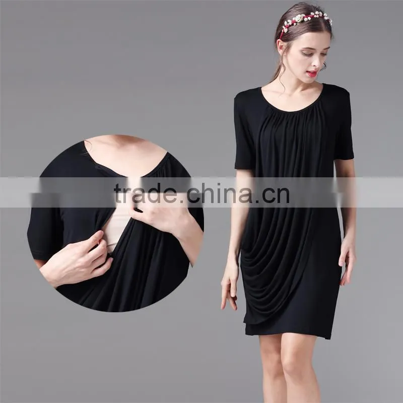 MAMALOVE Soft Knitted Fabric Summer Matern Dress Manufacturer Nurs Clothes Breastfeeding Dress