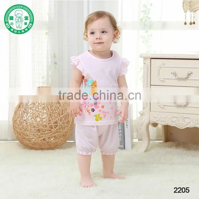 Ruffled infant Girls Clothing summer kids cotton clothes sets