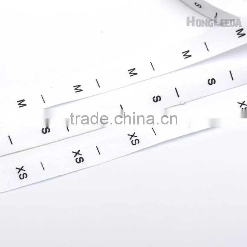 Natural bleach White COTTON size label clothing print tags silk screen garment tags XS-XXXL