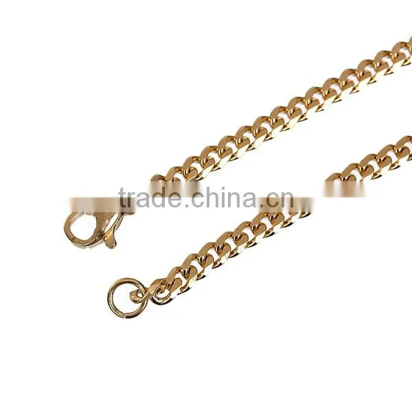 304 Stainless Steel Lobster Clasp Link Curb Chain Bracelets Gold Plated 21cm long