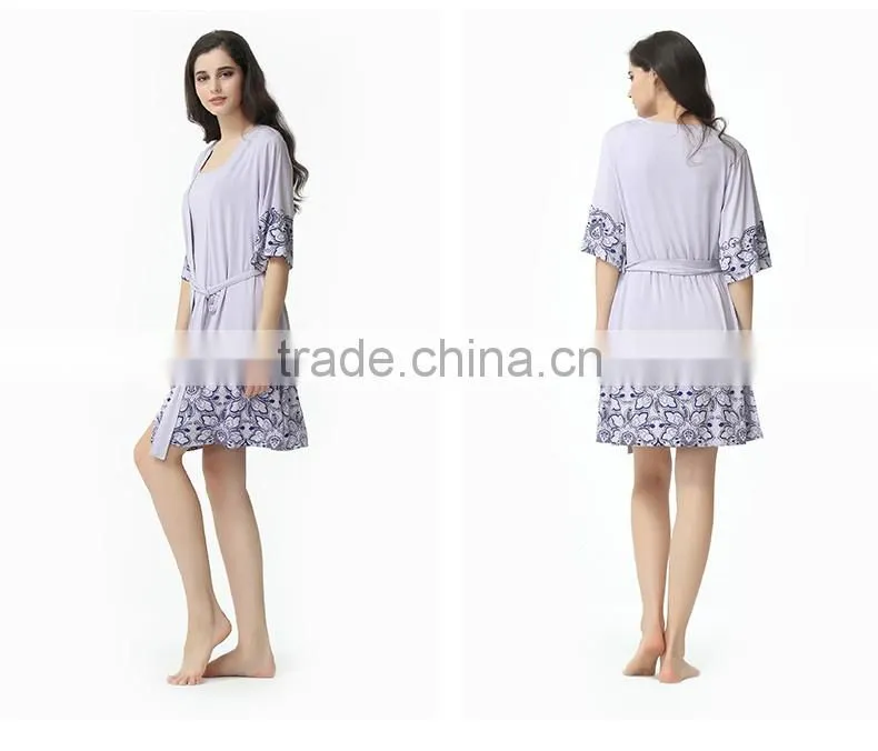 China supplier quality Qianxiu two pieces hot printed ladies deft design night wear