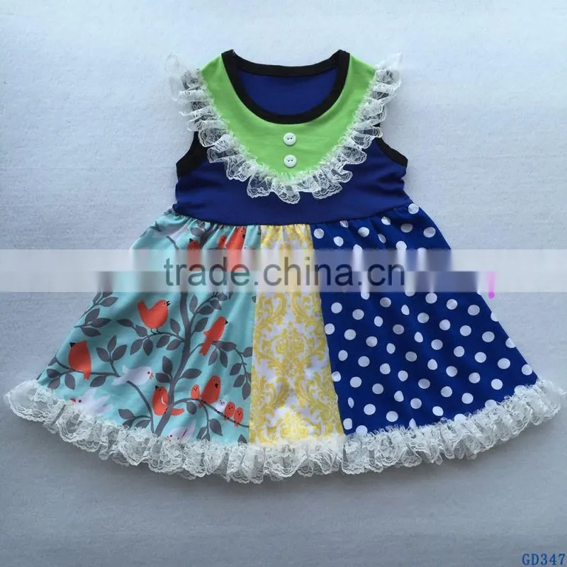 2017 fashion summer cotton baby girls party dress Wholesale sleeveless ruffle clothes for kids