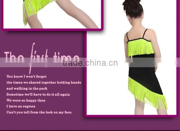 Girls Child Samba Tango Performance Skirt Suit Kids Sexy Camisole Tassel Latin Dance Dress