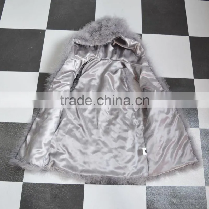 SJ007-01 Top Quality 2017 Fashion Apricot Turkey Feather Vest