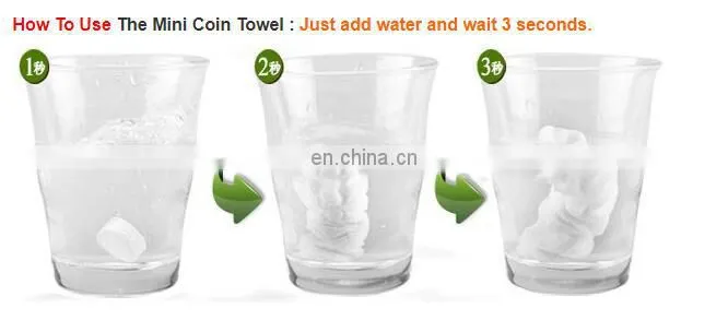 100%rayon mini coin compressed Tablet tissue/coin magic mini tissue