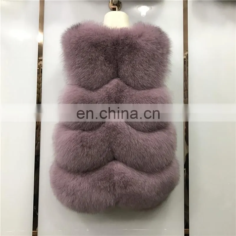 2017 Women Fox Fur Vest Winter Long Vest Real Fur Coat Vest Price Waistcoat