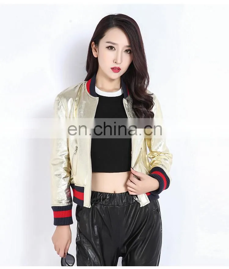 Women Autumn 2016 New Motorcycle Leather Coats Short Korean Version of Slim Real Leather Coat Female