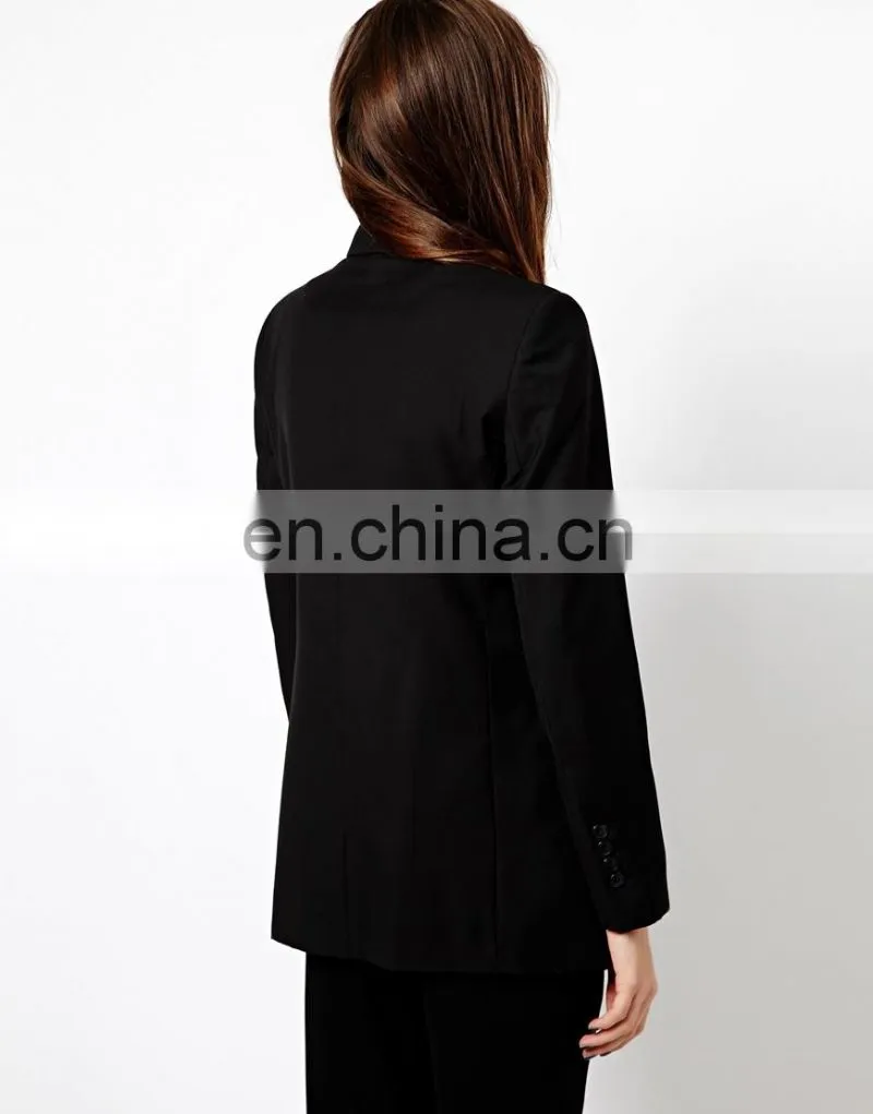 2015 Latest fashion from china high quality women coat ,Black boyfriend blazer wind