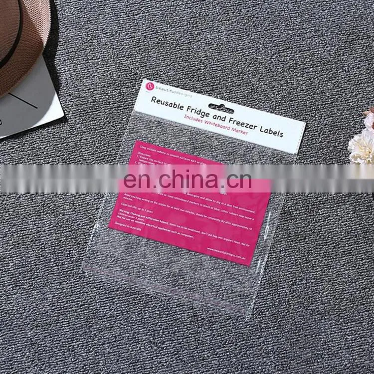 Custom attractive design clothes packing plastic opp printing poly bag with header card and self adhesive strip