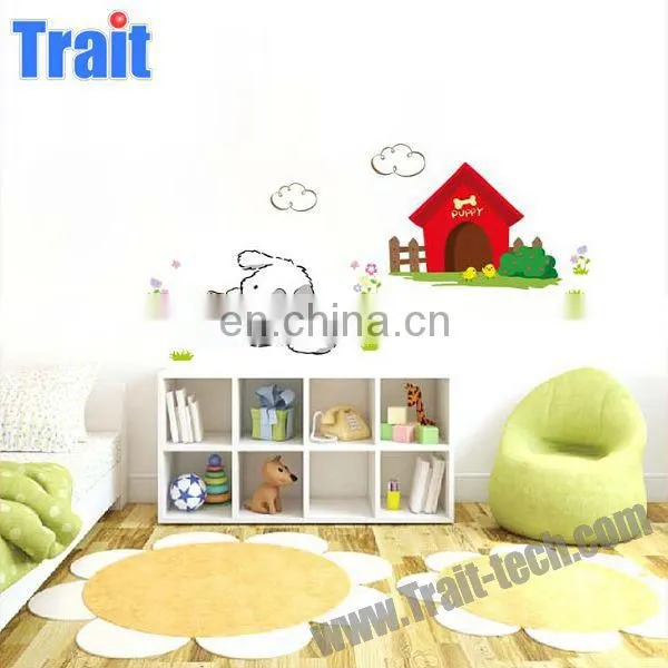 Cartoon Girl And Clock Pattern DIY Removable PVC Decals Baby Room Wall Stickers