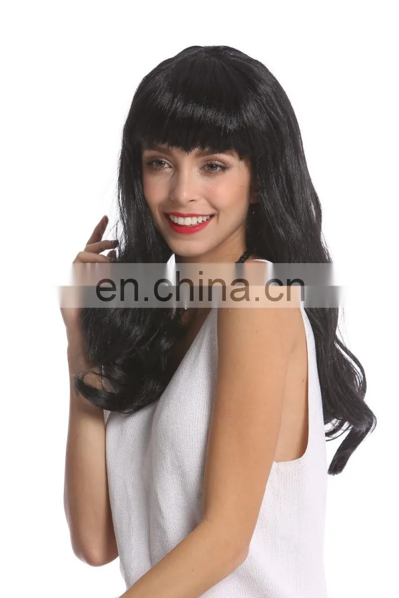 Synthetic long wigs with bangs for party P-W212