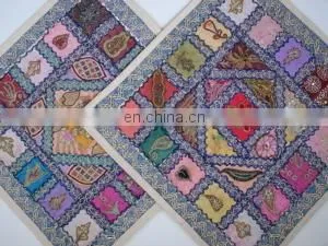 Sequins Patches Cushion Cover,Khambria Cushion Cover, Chikan work Cushion Cover
