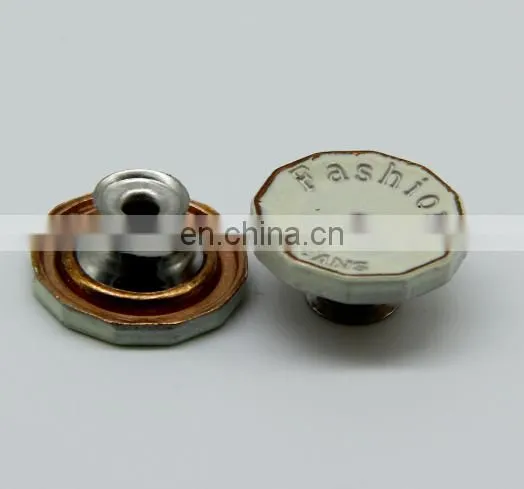 wholesale shiny silver mushroom round metal jeans buttons for jeans