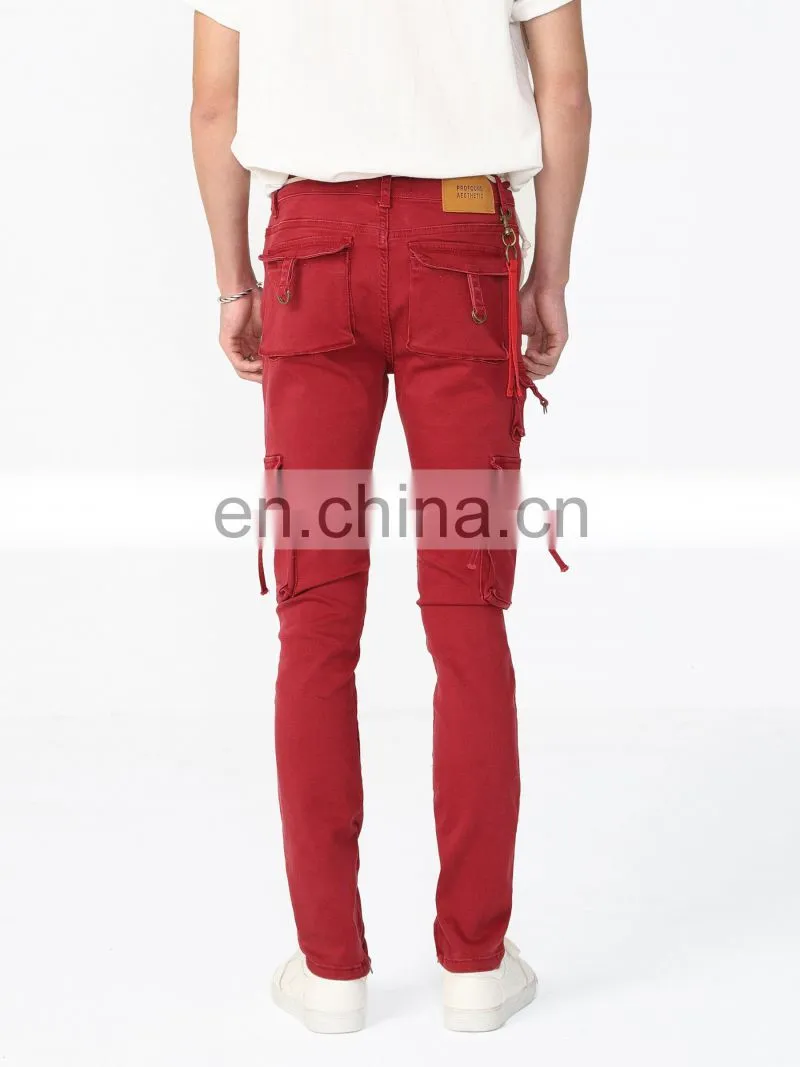 DiZNEW 2019 mens work pants wholesale army military red pants cargo with side pockets