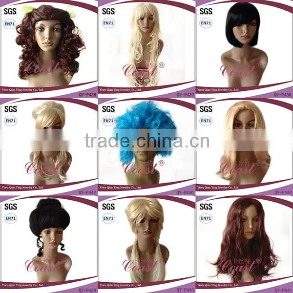 Football fans crazy design dark blue afro synthetic carnival cosplay wigs