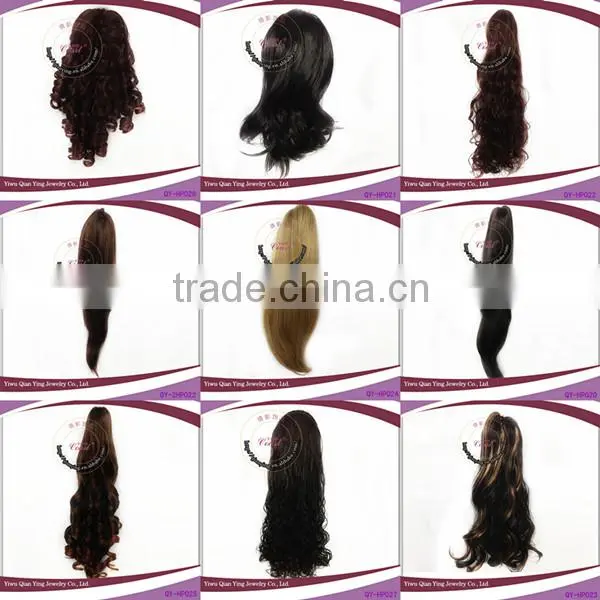 sleek natural black synthetic hair extensions with headband for black hair