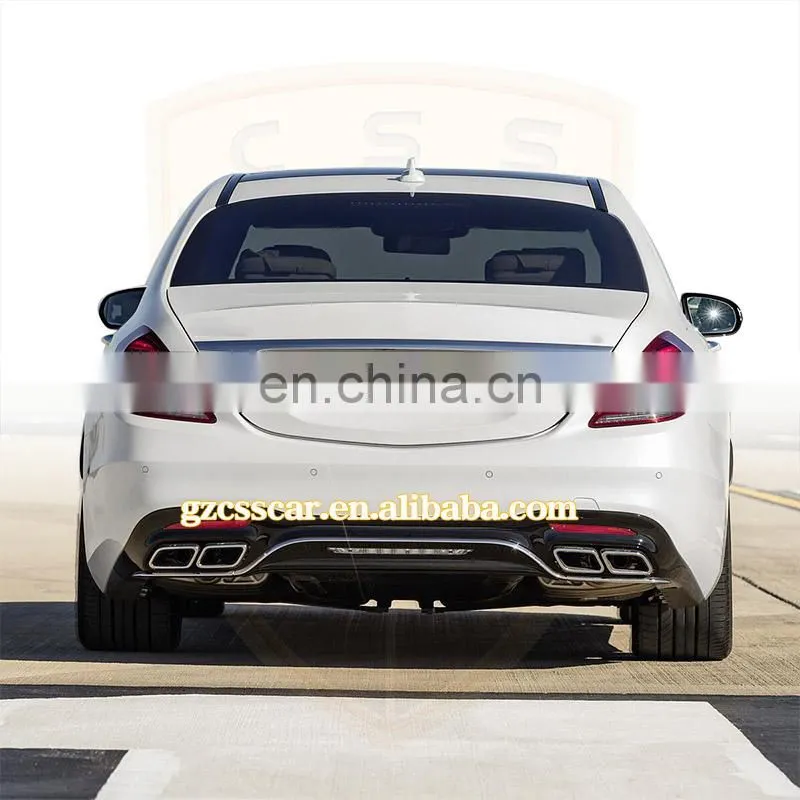 Car Accessories Auto Parts PP Material Front Bumper Rear lip Exhaust Tips 2018 Bens S class w222 S63 AMG Style Full Body Kit