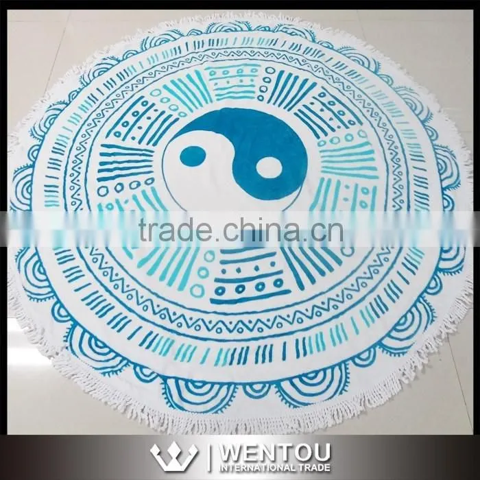 Round Shape Woven Technics Tassel Round Beach Towel