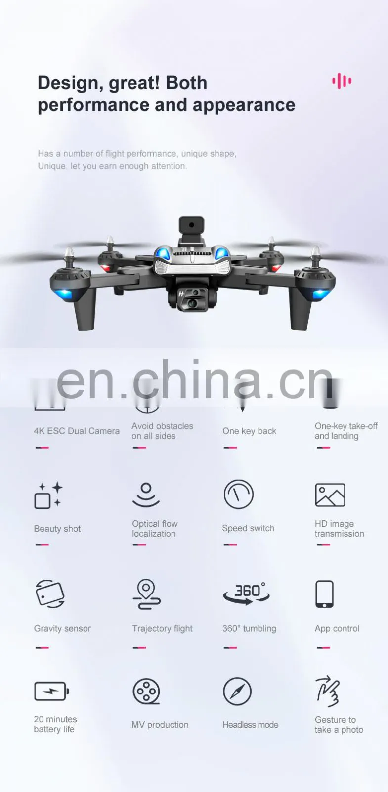 K8 drone 4k Optical flow localization Electric adjustment lens Four-way obstacle avoidance Body LED lights