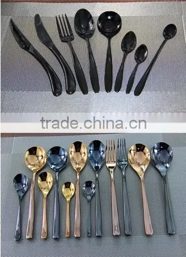 New design hand polish 6 pcs stainless steel cutlery set gold color